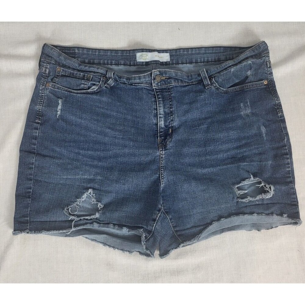 Levi's Strauss Mid-Rise Shorts-Dark Denim Women's Sz 22-W36" Distressed Spring
